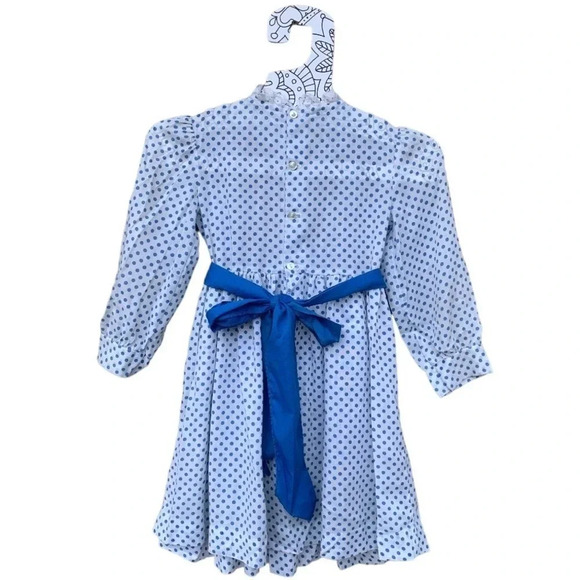 Vintage Polly Flinders Blue & White Smocked dress Size: 6 (Girl) Lace Ruffle - Picture 4 of 7